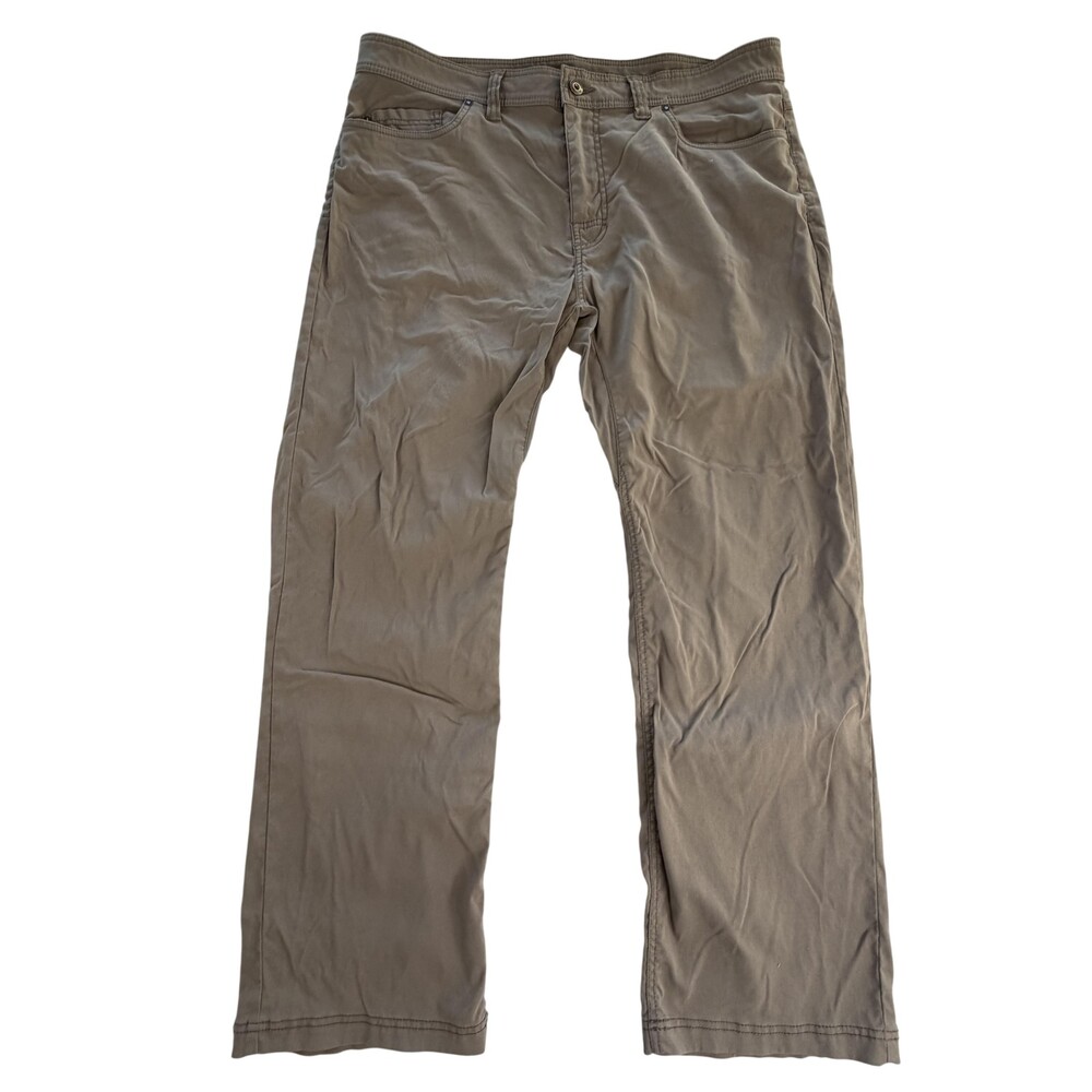 PrAna Pants Mens 38x30 Beige Nylon Slim Fit Stretch 5 Pocket Casual Outdoor